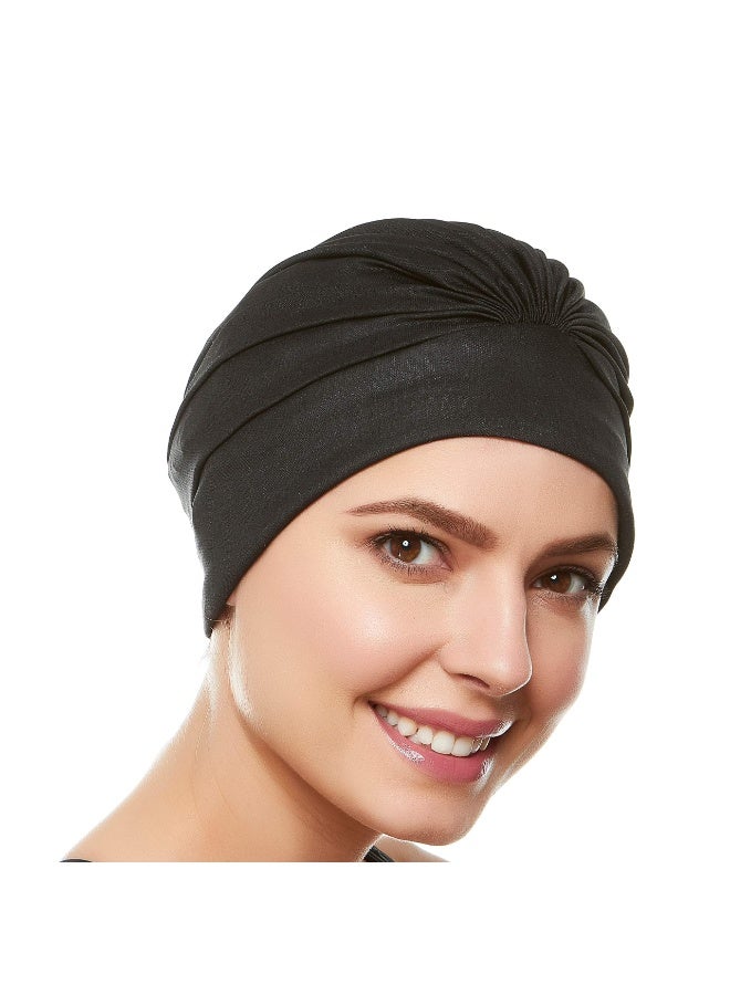 LAMAY Women Bathing Caps Bathing Turban Swim Caps Long Short Hair Swimming Turban Polyester Latex Lined Pleated for Ladies Soft Beanie Cap Ear Protection Swimmers Caps Swimming Cap Hat, 14 EU - Image 1