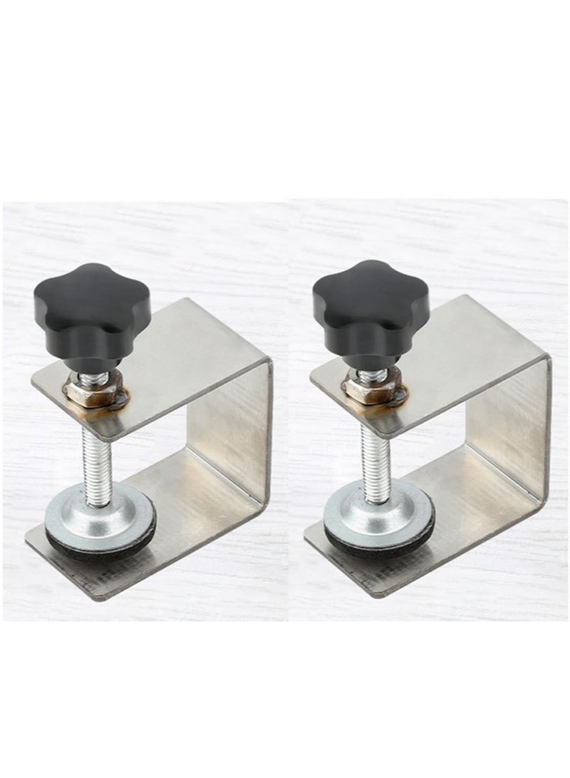 VITION 2Pcs Drawer Front Mounting Clamps, Cabinet Hardware Jig Cold Rolled Steel Drawer Fixing Clip for Household Tables Desks Mounting (Silver) - Image 1