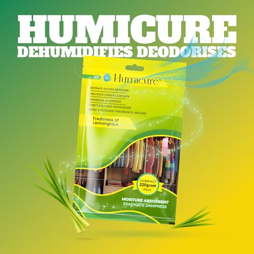 Humicure Moisture Absorber Dehumidifier | 500ml Absorption Capacity | Prevents Mold, Dampness & Odor in Wardrobe, Bathroom, Kitchen & Bedroom | 220g x 3 (Lemongrass) - Image 2