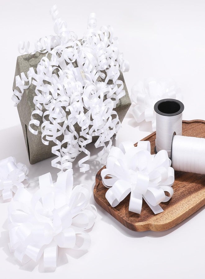 FORBINBO 16 Pcs Gift Bows Assortment - 4 Size Gift Bowsand 2 Crimped Curling Ribbons, Perfect for Christmas, Holiday，Birthdays, Weddings, Baby/Bridal Showers, Party (White - Image 4