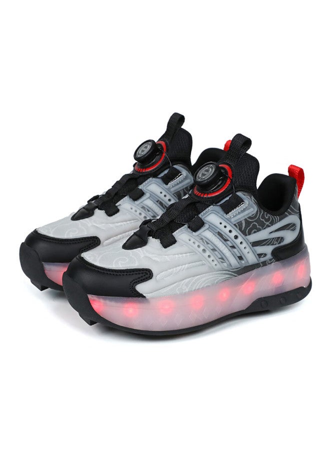 Bkg Kids Four-wheel Sports Roller Skates Youth Skating Shoes Zyq23825-b1 Gray Red Size 34 - Image 5