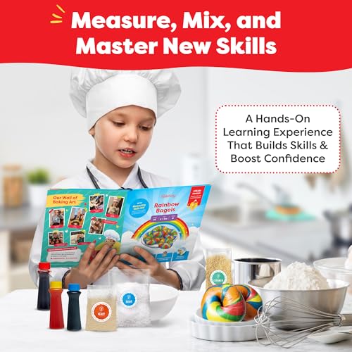 Baketivity Rainbow Bagel Kids Baking Kit - Baking Kits for Kids with Premeasured Ingredients, Step-By-Step Instructions, Video Guide, and STEM Lessons - Kids Cooking Kit for Ages 6-12+ - Image 5