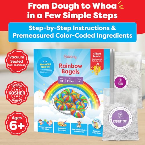 Baketivity Rainbow Bagel Kids Baking Kit - Baking Kits for Kids with Premeasured Ingredients, Step-By-Step Instructions, Video Guide, and STEM Lessons - Kids Cooking Kit for Ages 6-12+ - Image 3