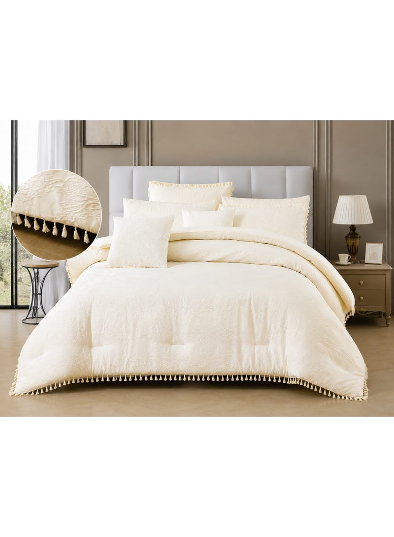 8-piece summer jacquard bedspread set with lace trim – softness and luxury with elegant details - Image 2