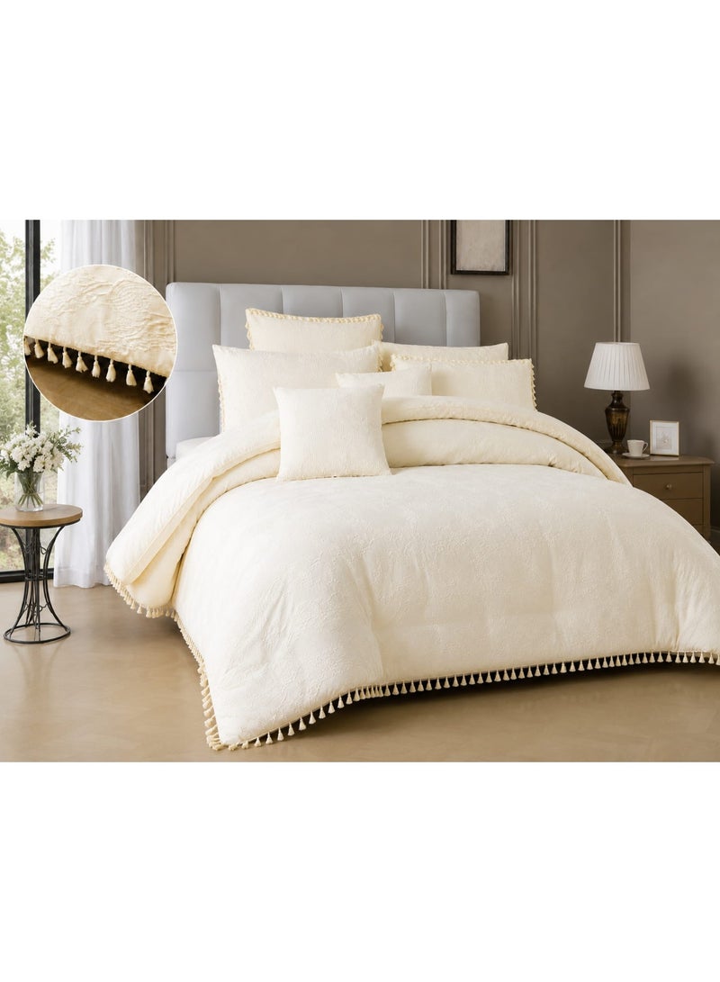 8-piece summer jacquard bedspread set with lace trim – softness and luxury with elegant details - Image 1