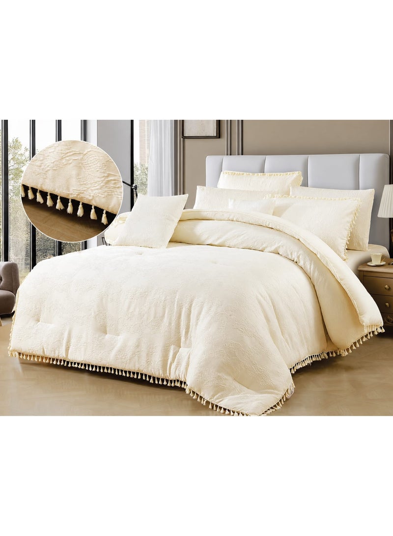 8-piece summer jacquard bedspread set with lace trim – softness and luxury with elegant details - Image 3