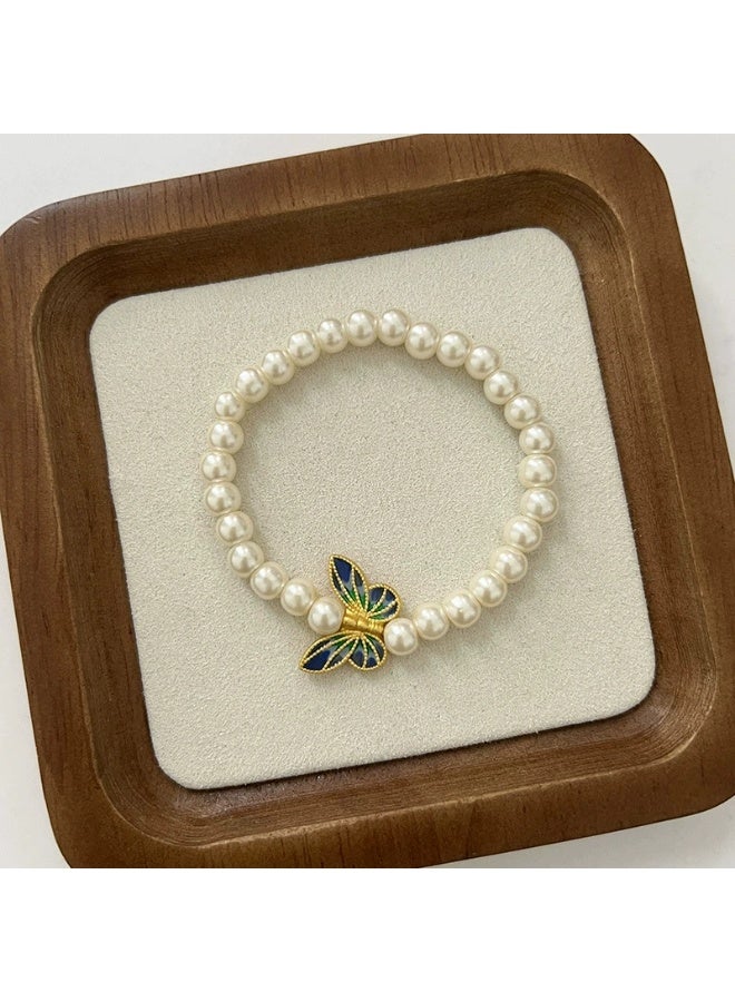 Goolsky French Irregular Pearl Butterfly Bracelet for Women – Dainty Gold Chain Jewelry, Irregular Pearls Butterfly Charm Adjustable Chain, Daily Wear Gifting (Eid/Birthdays) - Image 3