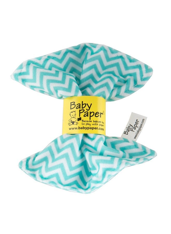 Baby Paper Crinkly Baby Toy, Turquoise Zig Zag - Image 1