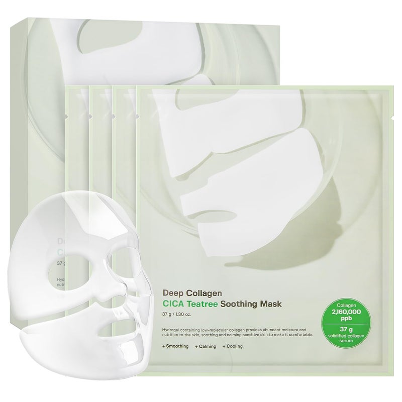 SUNGBOON EDITOR Deep Collagen CICA Tea tree Overnight Mask 37gx4ea  Real Collagen Face Mask with Tea tree  Centella  Acne Face Mask for Calming  Soothing  Korean Skin Care