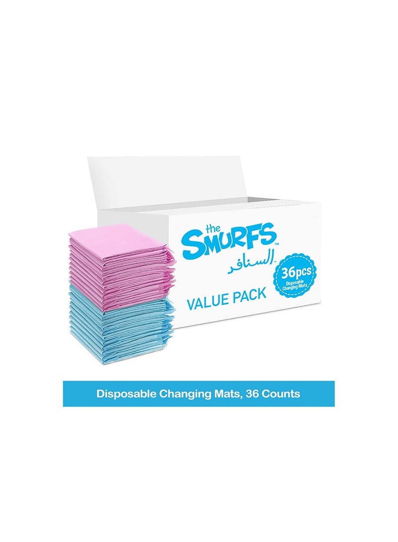 The Smurfs Disposable Changing Mats, 36 Counts, Soft Waterproof Mat, Portable Leak Proof Changing Mat, New Mom Leak-Proof Under pad, Mattress Table Protector Pad - Image 2