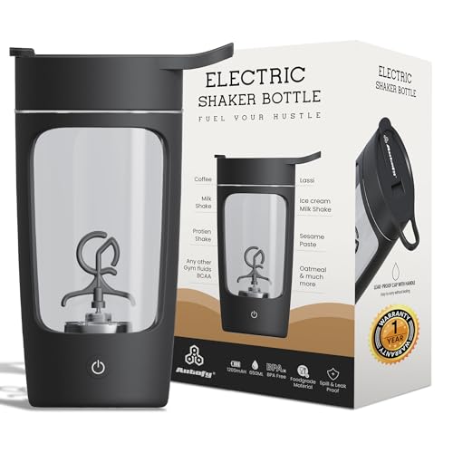 Autofy Electric Shaker for Gym Protein Shaker Bottle 100% Leakproof Design Multipurpose Use Coffee Lassi Milkshake BCAA Mixing Home Office Workout use *60 Mins Runtime* Anti-Skid Base (Black - 650ml) - Image 1