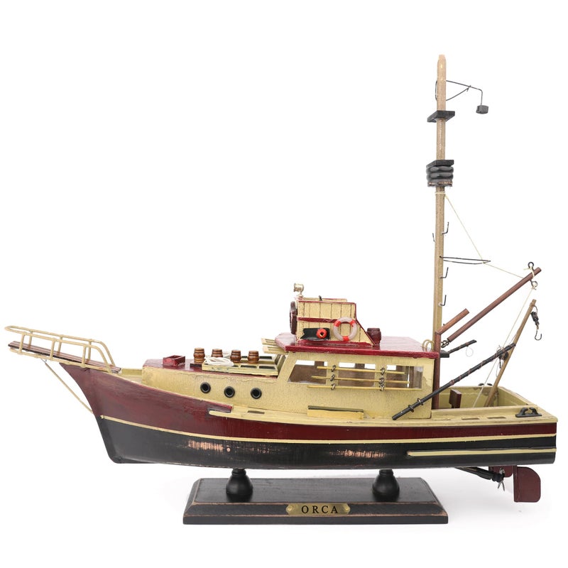 NAUTIMALL Jaws Orca Wooden Ship Model Shark Fishing Boat PreAssembled Antique Finish Sailboat Decor Orca15inch - Image 2