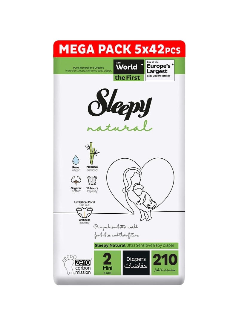 Sleepy حفاضات جافة للأطفال حديثي الولادة بحجم طبيعي 2، 3-6 كجم، مضادة للحساسية - Image 1