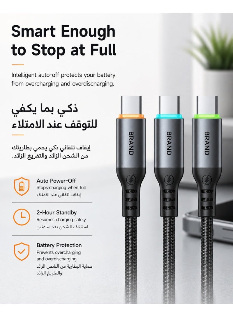 مكدودو كابل USB-C إلى USB-C مع خاصية الإيقاف التلقائي 100 واط 1.2 متر من ماكدودو – كابل تايب سي للشحن السريع بتقنية PD متوافق مع أجهزة أندرويد وسامسونج والتابلت واللابتوب – أسود - Image 4