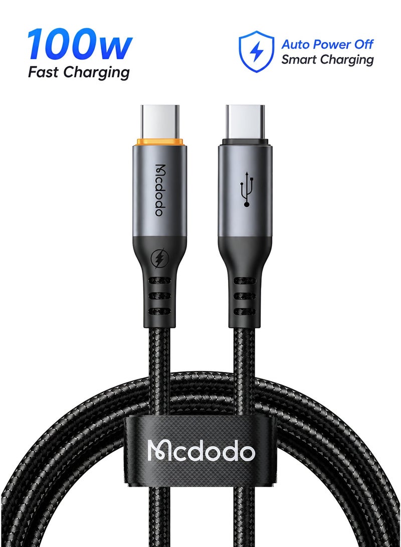 مكدودو كابل USB-C إلى USB-C مع خاصية الإيقاف التلقائي 100 واط 1.2 متر من ماكدودو – كابل تايب سي للشحن السريع بتقنية PD متوافق مع أجهزة أندرويد وسامسونج والتابلت واللابتوب – أسود - Image 1