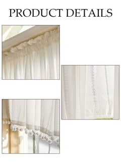 DUNISO Boho Tassel Crochet Curtains for Kitchen Living Room Vintage Rod Pocket Bohemian Curtains Geometry Striped Knitted Lace Curtains 140*70 CM  - Image 3