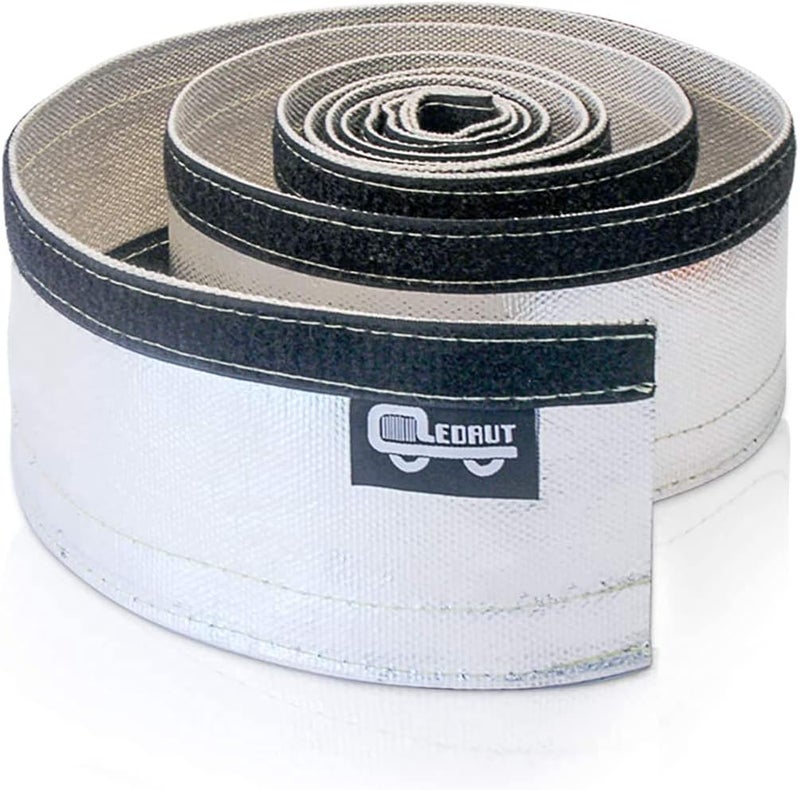 LEDAUT 2 Pcs Heat Shroud Sleeve Aluminized Sleeving with Hook&Loop Closure 3/4" I.D.x 10FT with 20PCS Stainless Steel Cable Metal Ties and 1Pair of Operating Gloves - Image 2