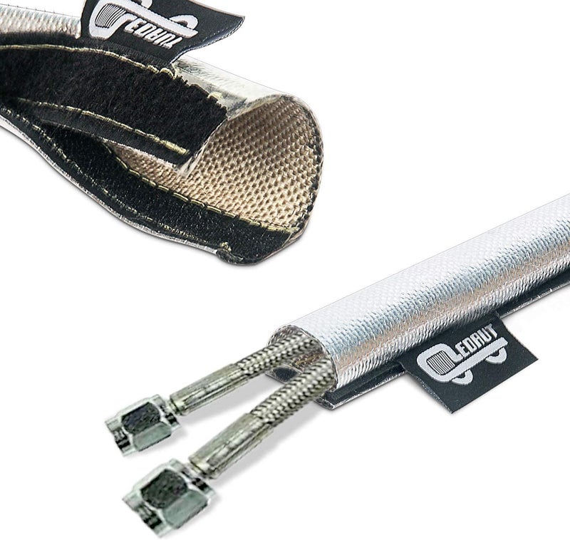 LEDAUT 2 Pcs Heat Shroud Sleeve Aluminized Sleeving with Hook&Loop Closure 3/4" I.D.x 10FT with 20PCS Stainless Steel Cable Metal Ties and 1Pair of Operating Gloves - Image 3