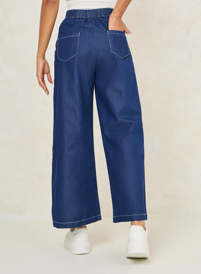 Styli Wide Leg Basic Jeans with Button-Zip Closure - Image 4