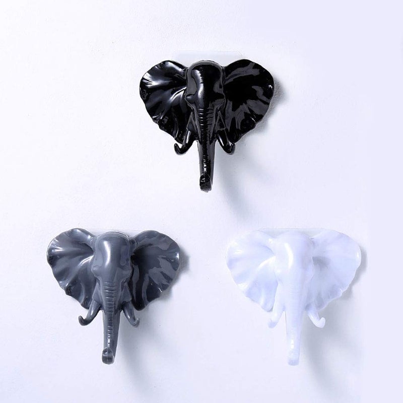 HomeImpel 3 Pack Elephant HeadDeer Head Single Wall HookHanger Animal Shaped Coat Hat Hook Heavy Duty Rustic Decorative Gift Elephant