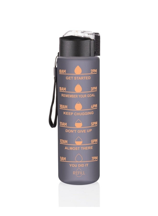 Clazkit Plastic Unbreakable Water Bottle With Motivational Time Marker, Sipper Bottle For Adults, Water Bottle For Gym Office|Water Bottle For Kids/Boys/Girls -Black 1 Ltr 1 Pc - Image 1