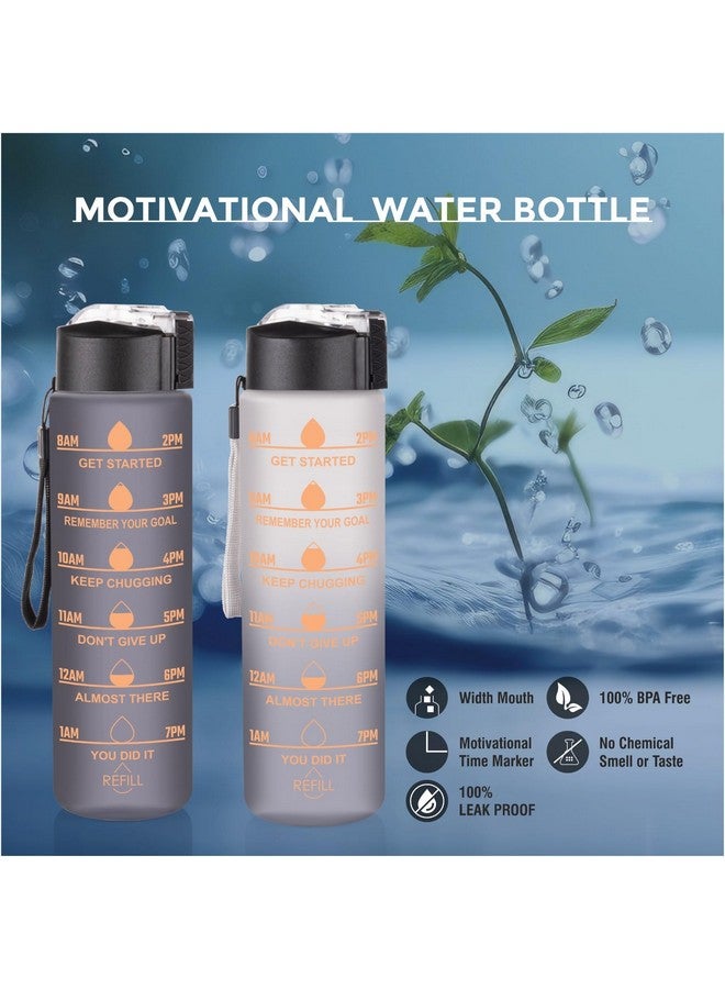 Clazkit Plastic Unbreakable Water Bottle With Motivational Time Marker, Sipper Bottle For Adults, Water Bottle For Gym Office|Water Bottle For Kids/Boys/Girls -Black 1 Ltr 1 Pc - Image 2