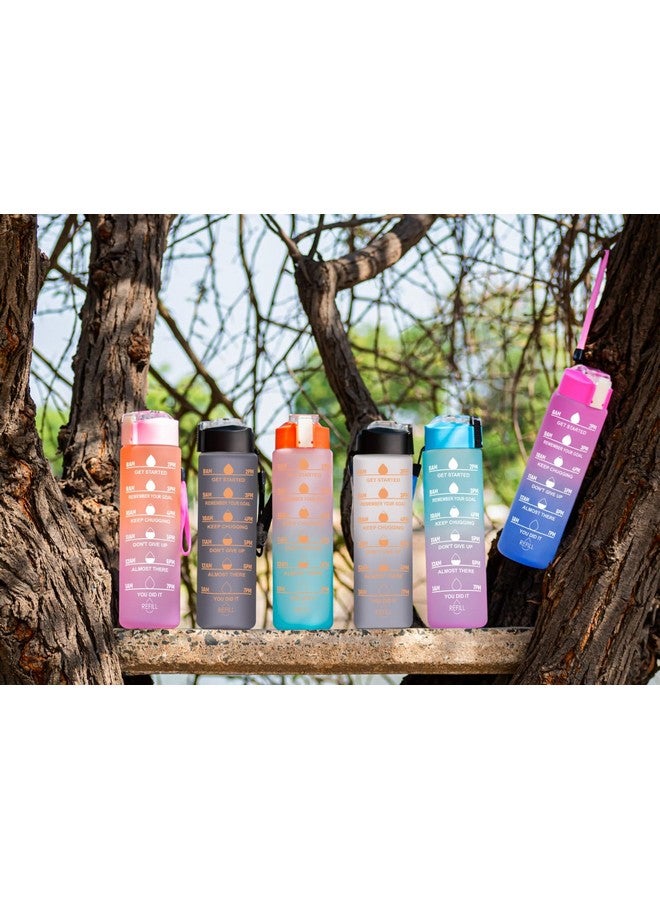 Clazkit Plastic Unbreakable Water Bottle With Motivational Time Marker, Sipper Bottle For Adults, Water Bottle For Gym Office|Water Bottle For Kids/Boys/Girls -Black 1 Ltr 1 Pc - Image 3