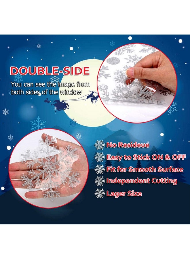 Hoshin Glitter Snowflake Window Clings Christmas Window Decals for Glass Winter Xmas Navidad Decorations 190 Pcs (Sliver) - Image 3