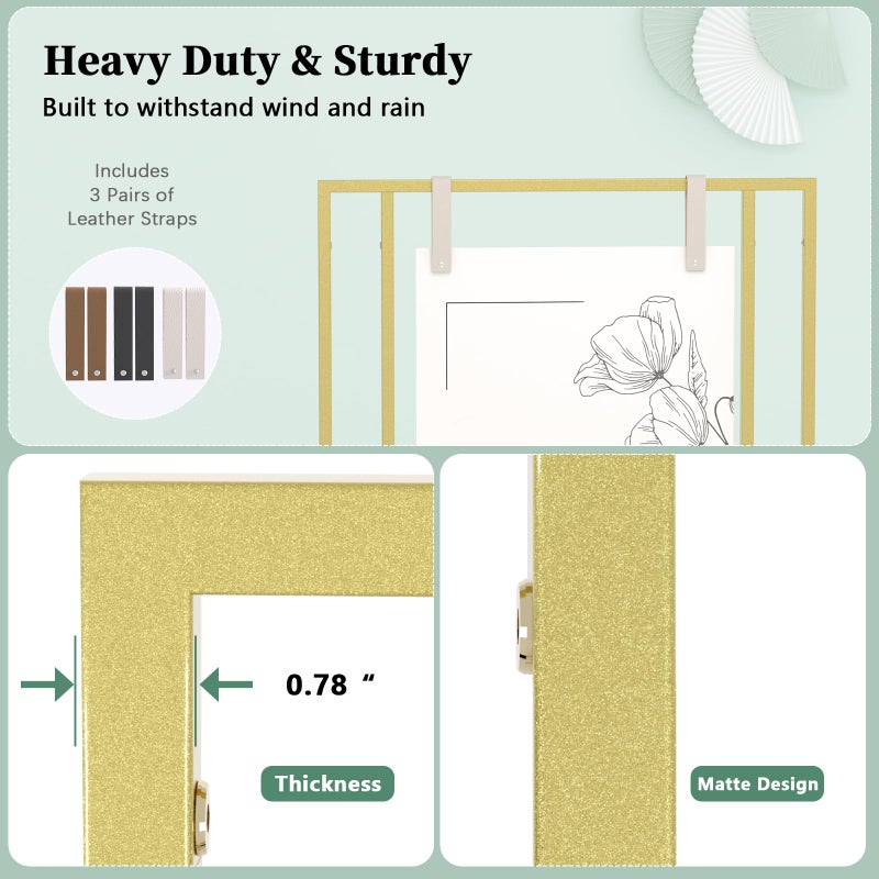 Cathyeen Wedding Welcome Sign Stand, 66â€H Adjustable Heavy Duty Easel Stand for Sign with Leather Straps, Welcome to Our Wedding Sign Holder, Metal Display Stand Easels for Signs, Posters (Gold) - Image 4