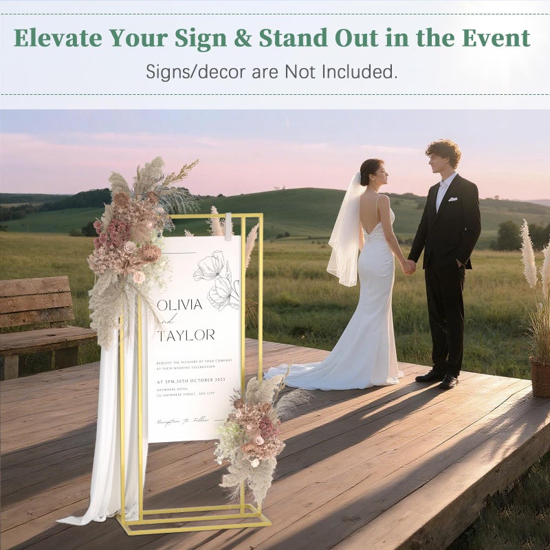 Cathyeen Wedding Welcome Sign Stand, 66â€H Adjustable Heavy Duty Easel Stand for Sign with Leather Straps, Welcome to Our Wedding Sign Holder, Metal Display Stand Easels for Signs, Posters (Gold) - Image 5