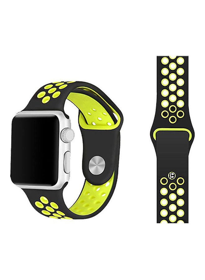 Alyashmac Breathable With Holes Sport Silicone Band For Smart Watch Bracelet Strap Green / Black - Image 3