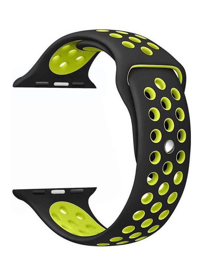 Alyashmac Breathable With Holes Sport Silicone Band For Smart Watch Bracelet Strap Green / Black - Image 1