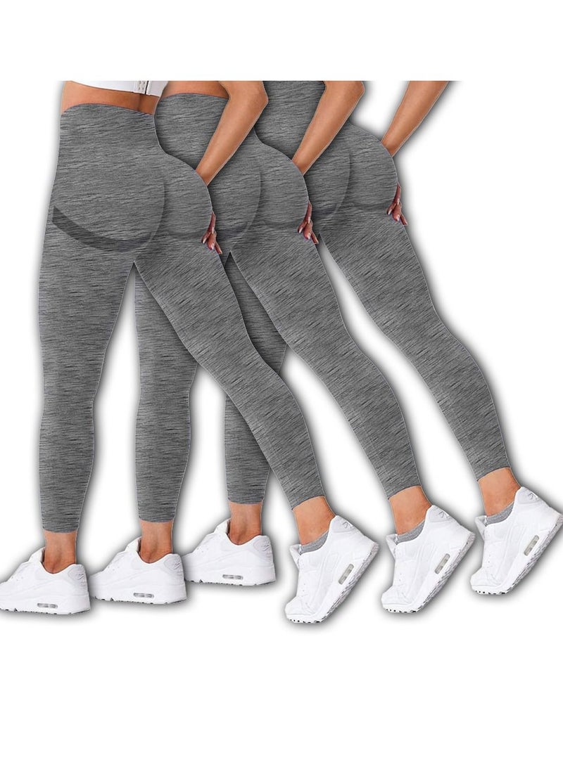 CATANES 3 Pack Of Women Seamless Legging Tummy Control High Waist Workout Gym Yoga Pants XL Grey