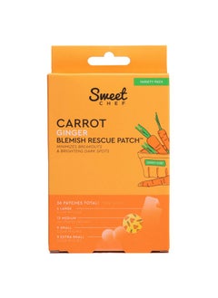 sweet chef Sweet Chef Carrot Ginger Rescue Blemish Patches - Hydrocolloid Bandages Spot Treatment - 4 Different Shape and Size Pimple Patches with Resurfacing Carrot & Brightening Ginger (36 Patches)  - Image 1