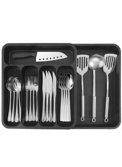 XiuWoo Expandable Adjustable Cutlery Drawer Organizer, Utensil Kinfe Trayanna, Silverware and Flatware Holder, Closet Cutlery Tray for Spoons Forks Knives,  - Image 1