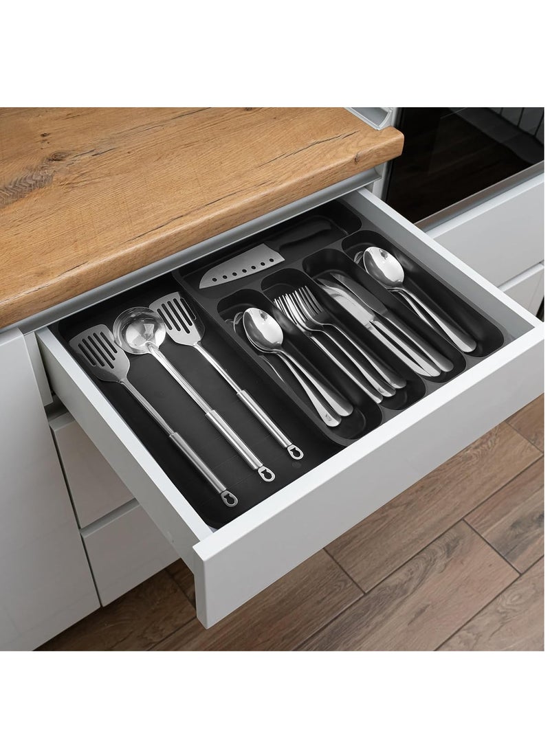 XiuWoo - Expandable Adjustable Cutlery Drawer Organizer, Utensil Kinfe Trayanna, Silverware and Flatware Holder, Closet Cutlery Tray for Spoons Forks Knives, - Image 1