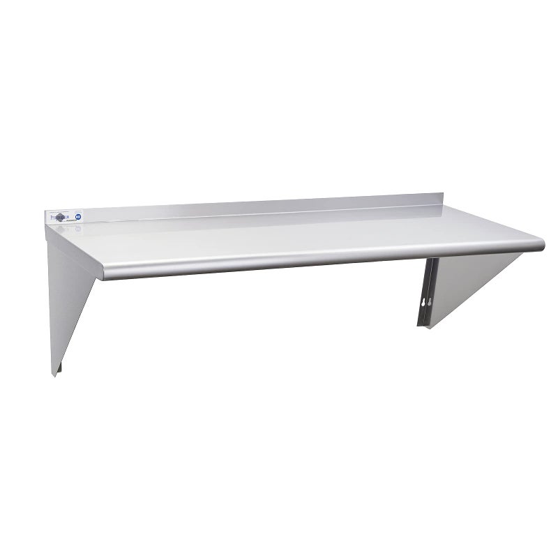 Profeeshaw NSF Stainless Steel Shelf 18 x 48 400 lb Commercial Shelves Wall Mounted Metal Shelving with Backsplash and 2 Brackets for Restaurant Bar Utility Room Kitchen and Garage