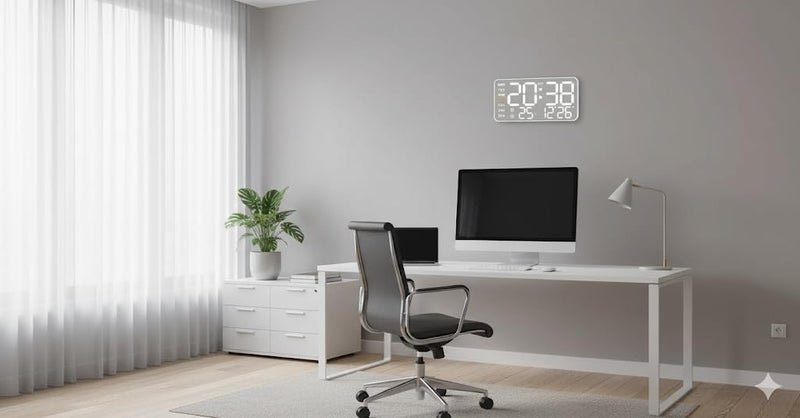 Niyam LED Digital Wall Clock with Temperature & Humidity Display, Metal Brushed Finish, Multifunctional Electronic Alarm Clock, USB Powered for Home & Office (White 5515) - Image 3
