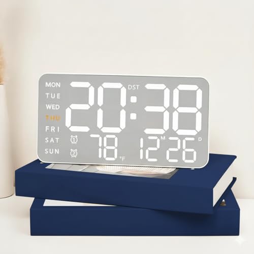 Niyam LED Digital Wall Clock with Temperature & Humidity Display, Metal Brushed Finish, Multifunctional Electronic Alarm Clock, USB Powered for Home & Office (White 5515) - Image 4