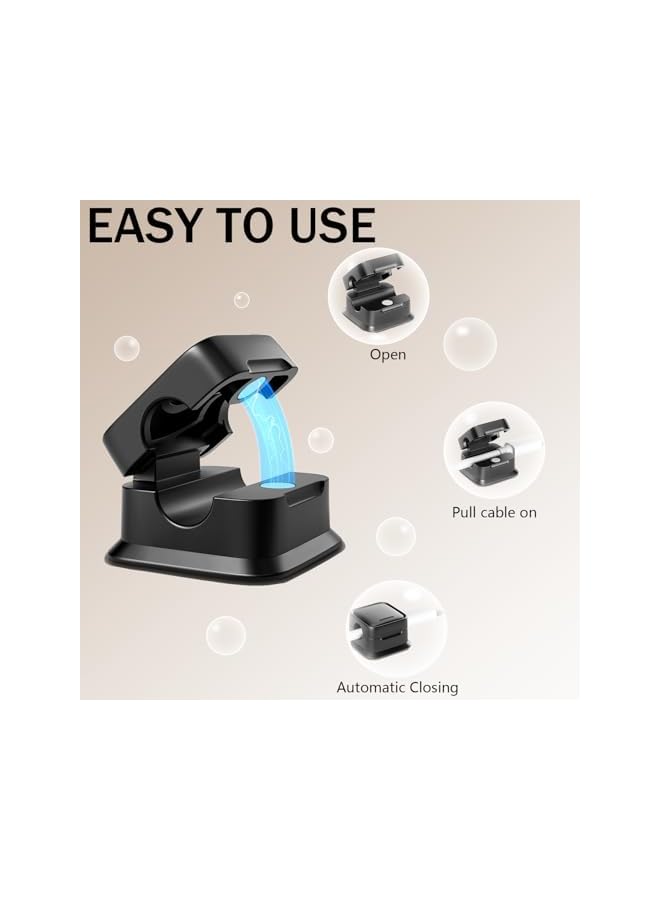 Green Tiger 6-Pack Magnetic Cable Organizer, Magnetic Cable Holder For Organizing Data Cables, Self-Adhesive Cable Clips, Suitable For Computer Desks, Office Desks, Bedside Tables, Cars, Etc. (Black) - Image 5