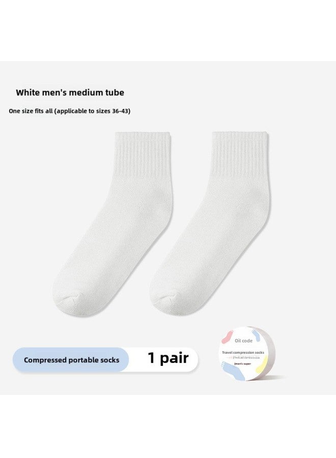 Buddy High Disposable Bed Sheet Quilt Cover Pillowcase Travel Hotel Four-piece Set Bedding Thickened Dirty Portable-Color:Disposable Compressed Socks For Men - White - Image 1