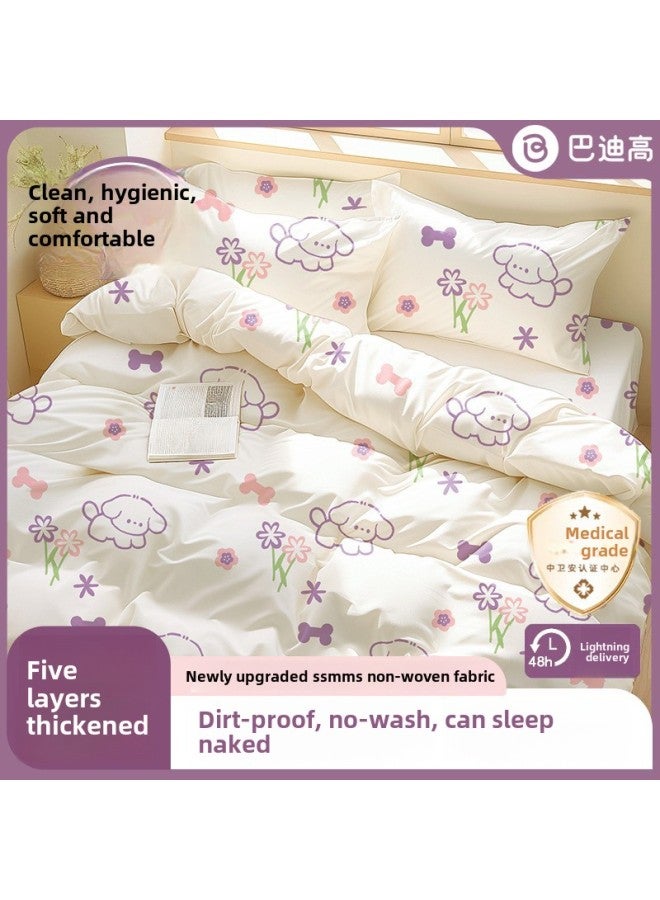 Buddy High Disposable Bed Sheet Quilt Cover Pillowcase Travel Hotel Four-piece Set Bedding Thickened Dirty Portable-Color:Disposable Compressed Socks For Men - White - Image 2