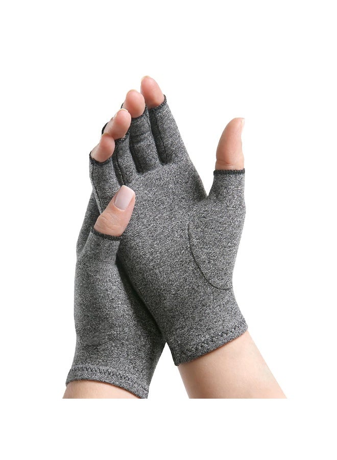 IMAK Brownmed Compression Arthritis Gloves - Compression Gloves for Arthritis & Joint Pain Support - Men's & Women's Fingerless Gloves to Support Circulation - Grey - Small - Image 1