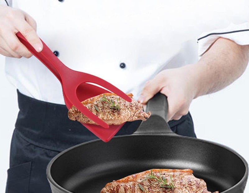Gircss Egg Flipper, 2 in 1 Grip and Flip Spatula Tongs, Egg Flipper Tong Pancake Fish Sandwiches French Toast Omelet Making Cooking Tongs - Image 2