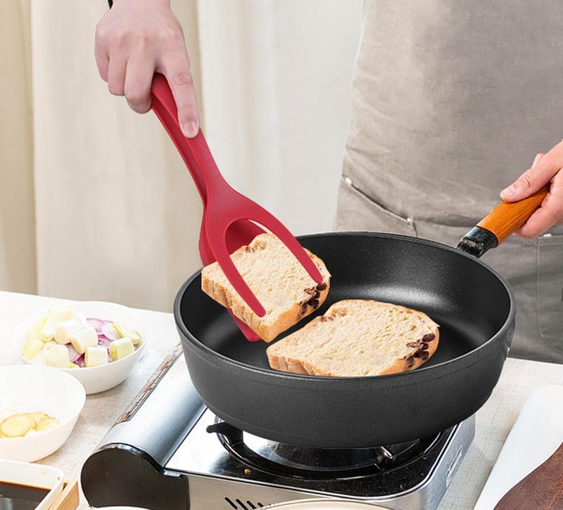 Gircss Egg Flipper, 2 in 1 Grip and Flip Spatula Tongs, Egg Flipper Tong Pancake Fish Sandwiches French Toast Omelet Making Cooking Tongs - Image 3