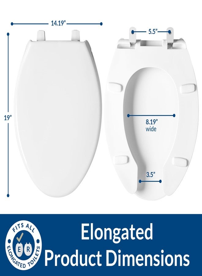BEMIS 1950 Commercial Open Front Plastic Toilet Seat, Heavy Duty Industrial Seat with Lid, Made in USA, Elongated, White - Image 3