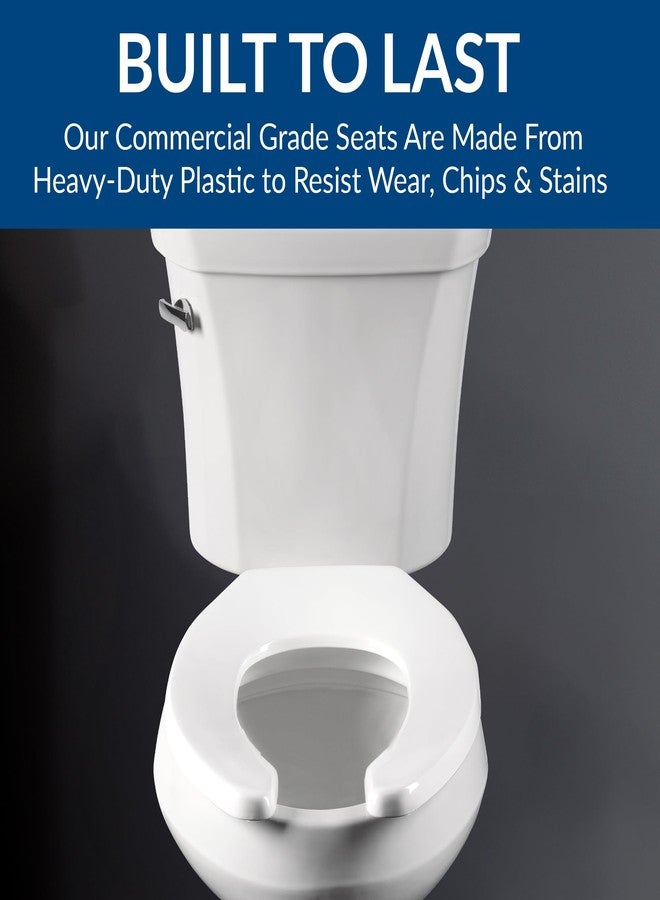 BEMIS 1950 Commercial Open Front Plastic Toilet Seat, Heavy Duty Industrial Seat with Lid, Made in USA, Elongated, White - Image 4