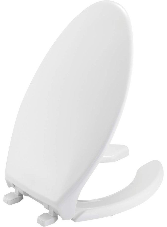 BEMIS 1950 Commercial Open Front Plastic Toilet Seat, Heavy Duty Industrial Seat with Lid, Made in USA, Elongated, White - Image 1