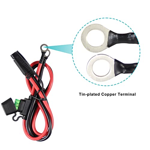 SPARKING [2 Pack] 2FT SAE to O Ring Terminal Harness 10AWG - Eyelet O-Ring Terminal 10Gauge Harness with 30A Fuse,Battery Trickle Charger Cable for Motorcycle,SAE Quick Connect/Disconnect Charging Cord - Image 5