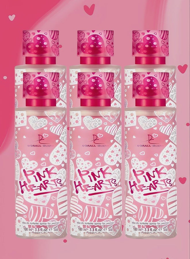DORALL COLLECTION 6 Pieces Pink Hearts Spray For Women EDT 100ml - Image 1